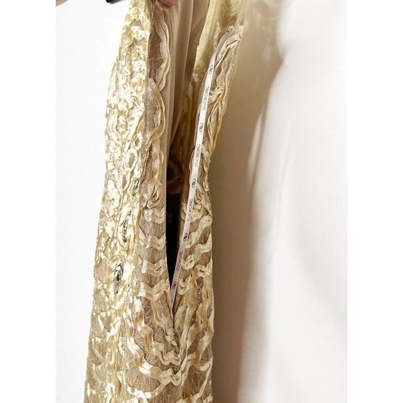 Vintage Sue Wong Nocturne Bodice Lace Cocktail Dress Women's Gold Size 6 - Picture 3 of 5